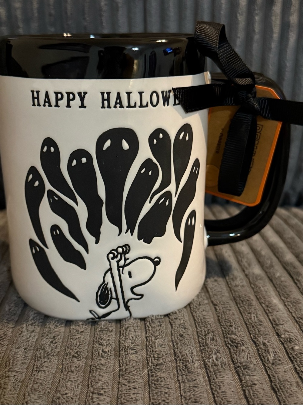 Rae Dunn x Peanuts Black & White Ceramic Mug ‘Happy Halloween’ ft Snoopy NWT